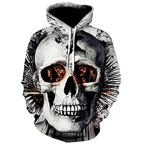 kewing Herren 3D Drucke Pullover Atmungsaktive Hoodies Totenkopf gemusterte Kapuzen Sweatshirts S M L XL 2XL 3XL 4XL von kewing