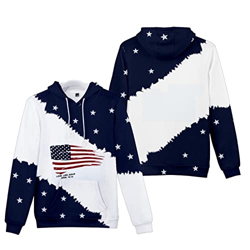 kewing Herren USA Flagge Hoodies Patriotisches Sweatshirt Langarm Casual Lose Kapuzen Sportswear Top von kewing