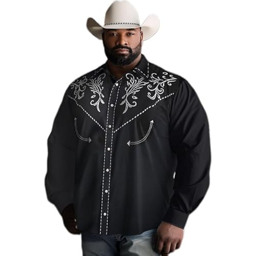 kewing Herren Western Azteken Bedruckte Hemden Lässige Reverskragen Hemden Retro West Cowboy Grafik Langarm Button Down Hemden Oberteile Übergröße von kewing
