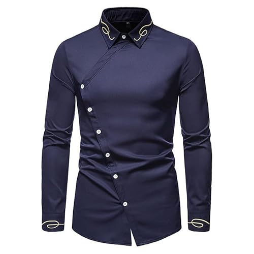 kewing Männer Afrikanisches Dashiki Hemd Tribal Grafik Langarm Bronzing Gedruckt Revers Hemd von kewing