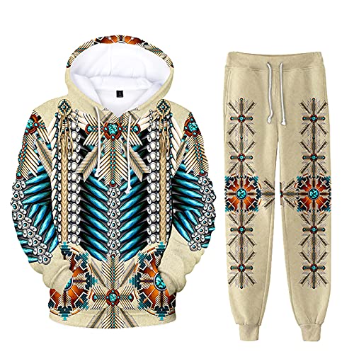 kewing Native Indian Hoodie Unisex Trainingsanzug 2-teiliges Set Langarm Frauen Männer Hoodie + Jogginghose 3D Gedruckt Sportbekleidung von kewing