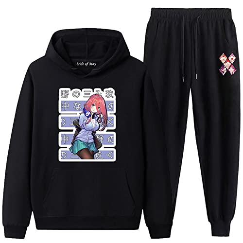 kewing The Quintessential Quintuplets 2-teiliges Set Cosplay Trainingsanzug Anime Miku Nakano Print Hoodie Sweatshirt Jogginghose Set Casual Outfit Pullover Sportanzüge von kewing