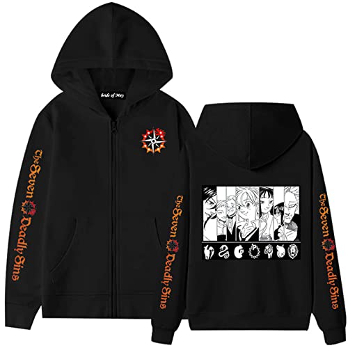 The Seven Deadly Sins Hoodie Anime Meliodas Cosplay Kostüm Pullover Langarm Sweatshirt Reißverschluss Jacke Mantel für Damen Herren von kewing