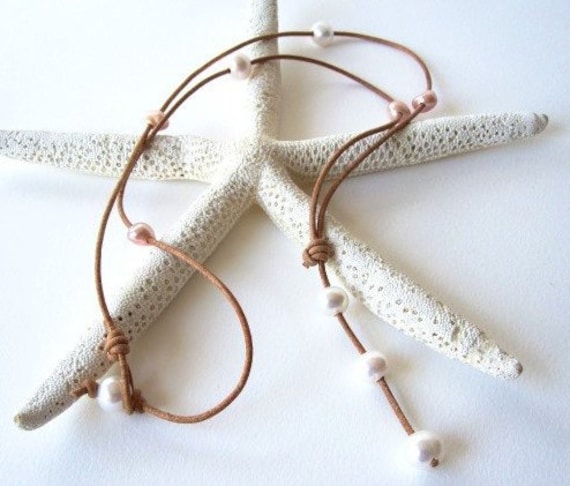 Lange Perlen Leder Halskette, Boho Chic Strand Schmuck, Und Halskette, Boho Schmuck, Wickelkette, Minimalistisch von keyLimeGiraffedesign