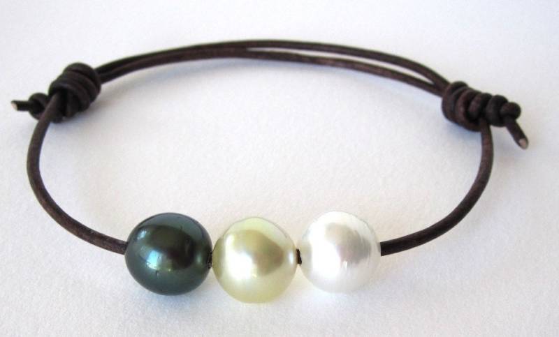 Tahiti Perlen Armband, Südsee Leder Und Schmuck, Hawaii Schmuck von keyLimeGiraffedesign