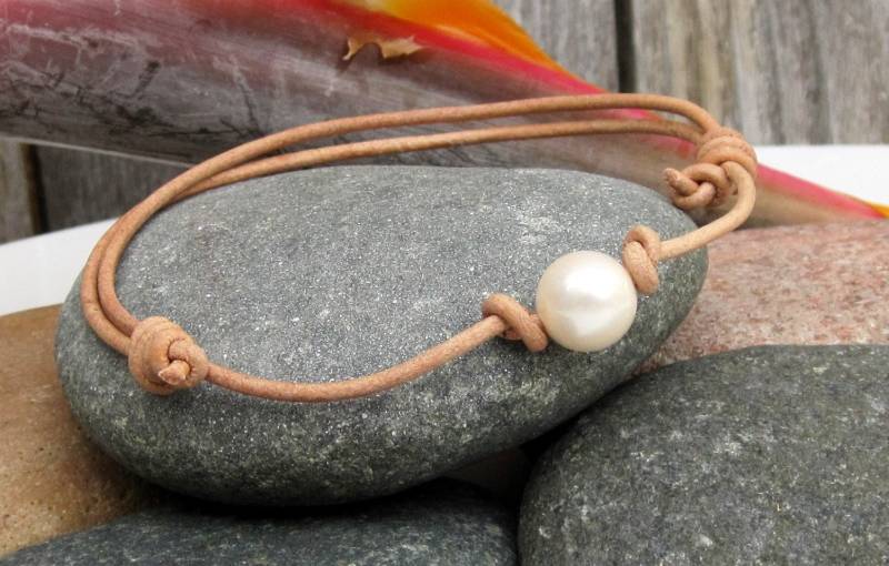 Unisex Fußkettchen, Verstellbare Perle Leder Einfache Surfer Strand Alltäglichen Boho Chic von keyLimeGiraffedesign