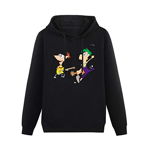 Long Sleeve Hooded Sweatshirt Phineas and Ferb Musical Comedy Logo Cotton Blend Hoody von kfr