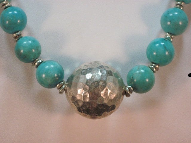 Arizona Türkis Und Hill Tribe Sterling Silber Halsketten-Set von kgdezines