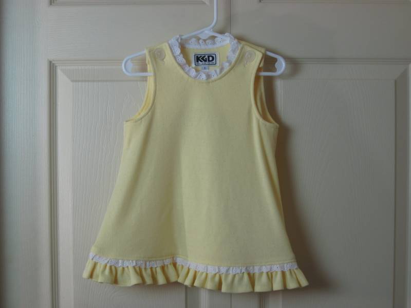 Gelbe Baumwolle Strickmädchen Kleider 1 Und 2 Kleinkind von kgdezines