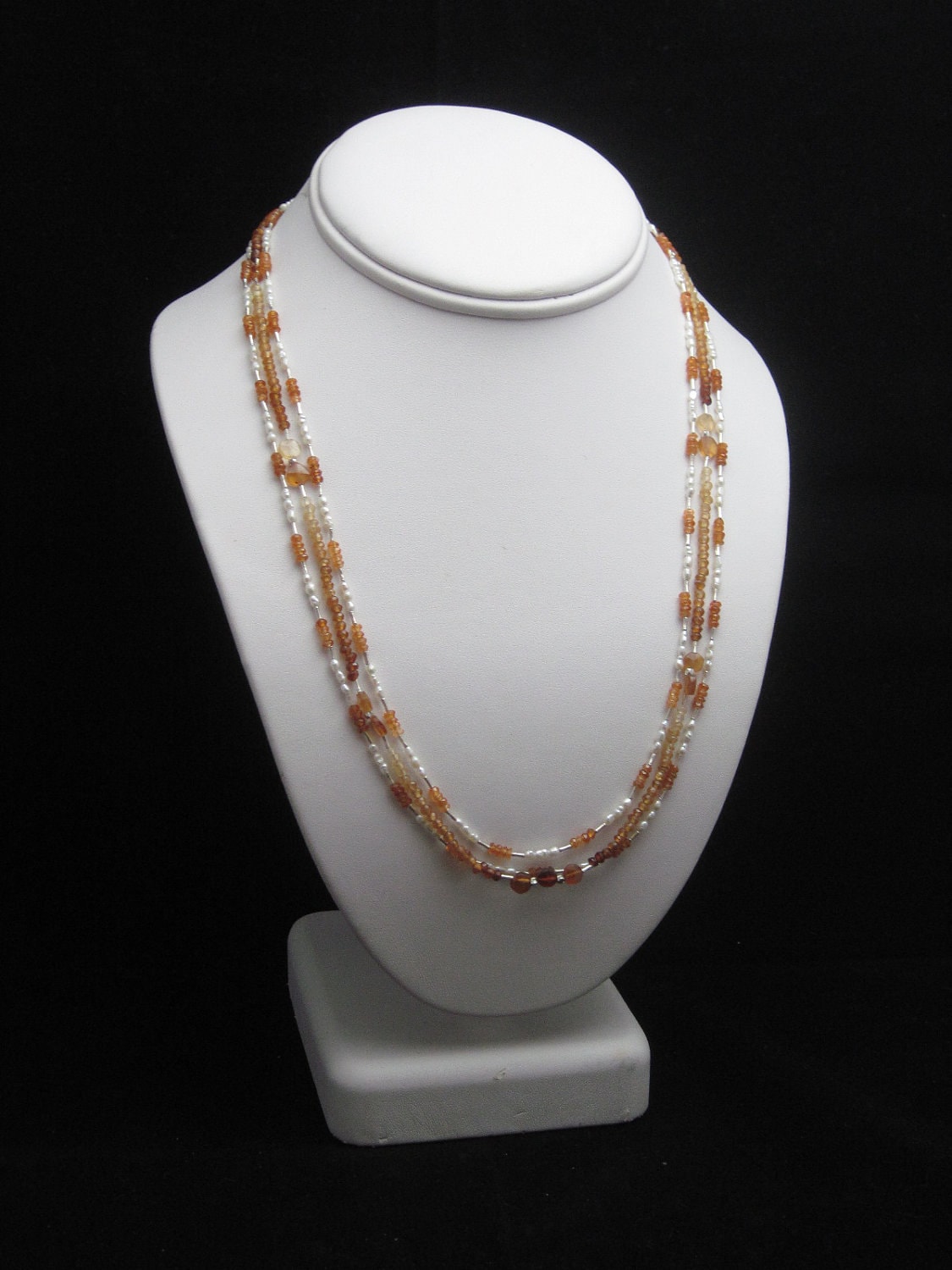 Hessonit Granat 3-strang Halskette Set von kgdezines