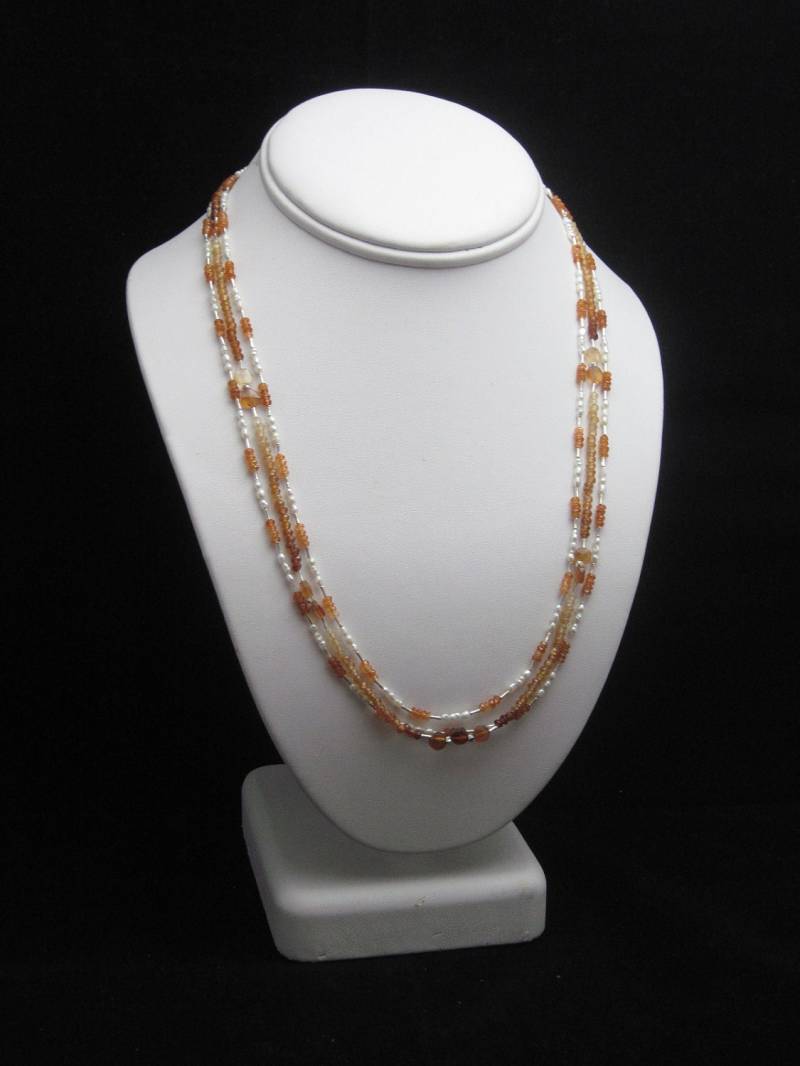 Hessonit Granat 3-strang Halskette Set von kgdezines