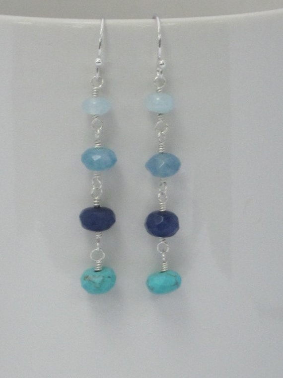 Lake Waters Ohrringe - Türkis, Jade, Quarz, Aquamarin, Sterling, Argentium Silber von kgdezines