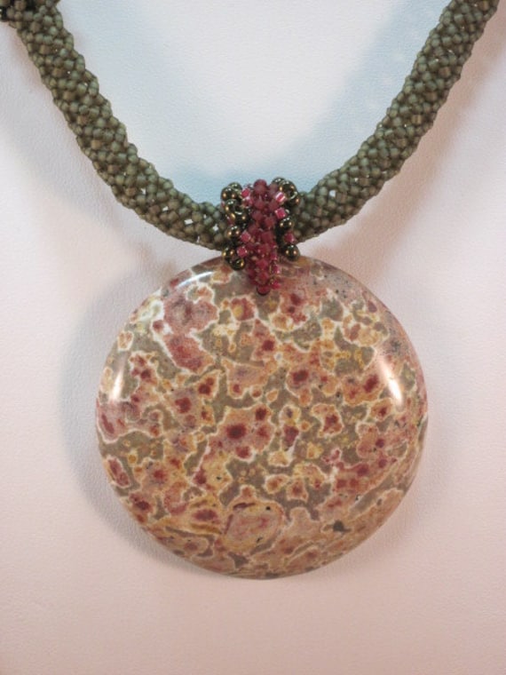 Rote Blume Jaspis Anhänger Halskette Set von kgdezines