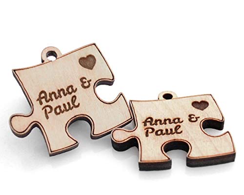 kh Teile Holz Puzzle Gravur Schlüsselanhänger Keyring Puzzleteil Partner Persönlich Geschenk Idee Namen 2x Sie Ihn Lieblingsmensch Anhänger Geschwister Freunde BFF Geburtstag von kh Teile