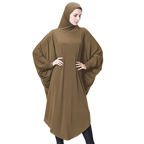 khalat Einteiliges muslimisches Abaya-Kleid für Frauen Großes Überkopfgebet Ramadan Langes Hijab-Kleid Camel von khalat