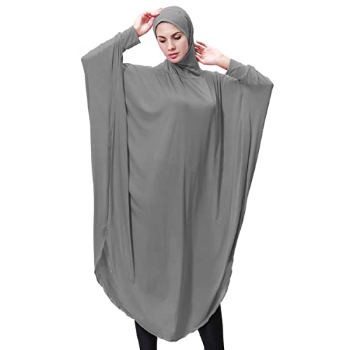 khalat Einteiliges muslimisches Abaya-Kleid für Frauen Großes Überkopfgebet Ramadan Langes Hijab-Kleid Grau von khalat