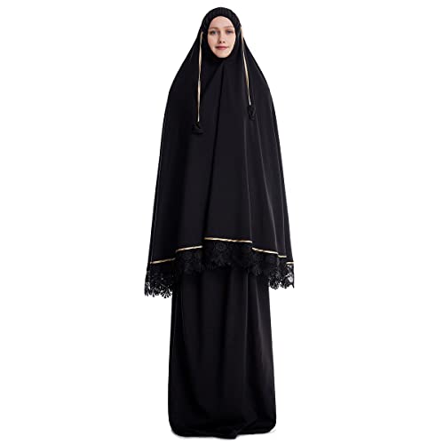 khalat Einteiliges muslimisches Abaya-Kleid für Frauen Großes Überkopfgebet Ramadan Langes Hijab-Kleid Schwarz von khalat