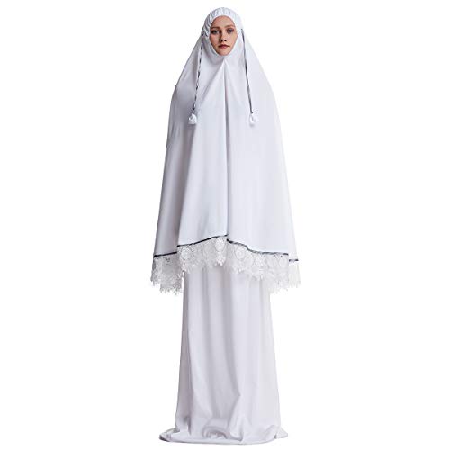 khalat Einteiliges muslimisches Abaya-Kleid für Frauen Großes Überkopfgebet Ramadan Langes Hijab-Kleid Weiß von khalat