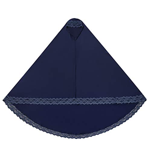 khalat Frauen elegante Hijab Spitze Trim muslimischen islamischen Ramadan weichen leichten Hijab langen Schal,Marineblau von khalat