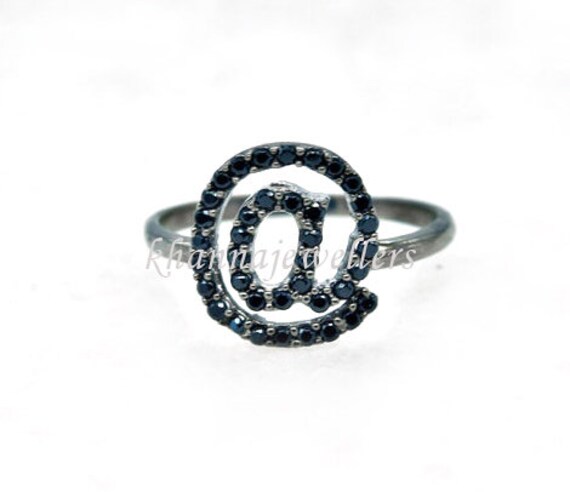 Symbol @ 92, 5 Mm Schwarzer Spinell Ring. 925 Sterling Silber Ring, Echte Handgemachte von khannajewellers