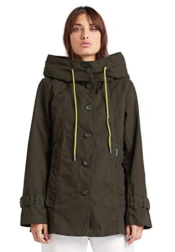 khujo Damen Jacke Anaya einfarbig Baumwolle Kapuze Parka Knopfleiste Klappentaschen von khujo