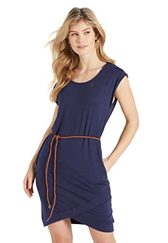 khujo Damen Kleid CAJSA Slim Fit kurz weich Jersey Mini Kunstledergürtel Eingrifftaschen von khujo