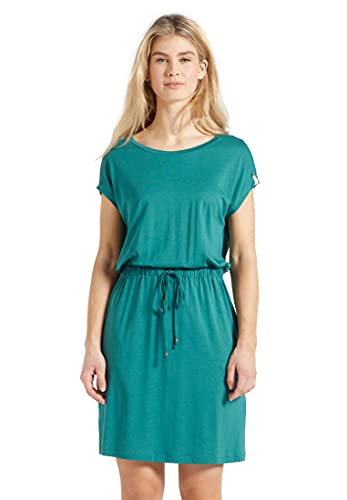 khujo Damen Kleid Sammy weich Jersey Zugband Kurzarm Eingrifftaschen Rundhalsausschnitt von khujo