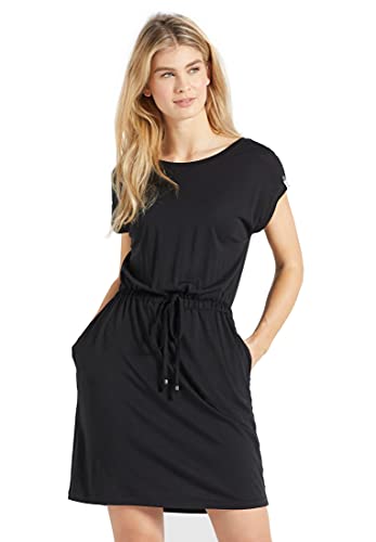 khujo Damen Kleid Sammy weich Jersey Zugband Kurzarm Eingrifftaschen Rundhalsausschnitt von khujo