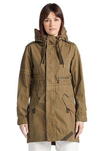 khujo Damen Mantel BANELA verwaschen Washed Parka Kurzmantel Kapuze Baumwolle von khujo