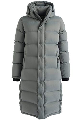 khujo Damen Mantel Feodora Fake DOWN lang Steppmantel Kapuze Zwei-Wege-Reißverschluss von khujo