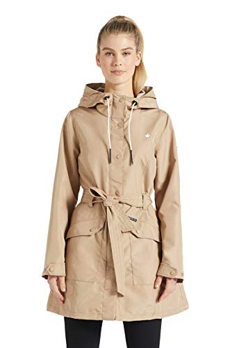 khujo Damen Mantel Lauren Sommerparka Trenchcoat einfarbig Kapuze Stoffgürtel von khujo