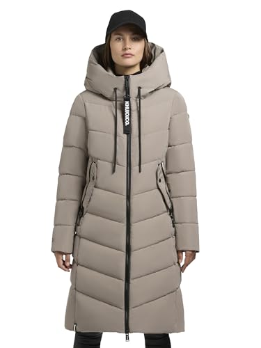 khujo Damen Mantel Steppjacke lang Winterjacke Steppmantel Ayleena mit Kapuze (MA-grey, S) von khujo