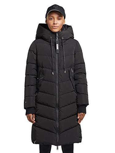 khujo Damen Mantel Steppjacke lang Winterjacke Steppmantel Ayleena mit Kapuze (schwarz, L) von khujo