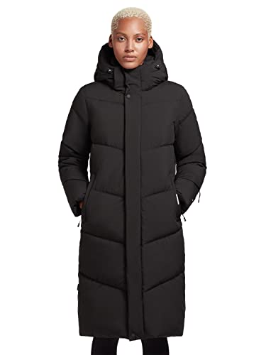 khujo Damen Mantel Steppmantel torino lang Steppjacke warm sportlich mit Kapuze (black, L) von khujo