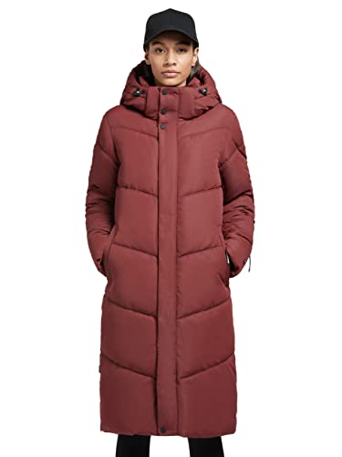 khujo Damen Mantel Steppmantel torino lang Steppjacke warm sportlich mit Kapuze (wine, L) von khujo