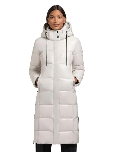 khujo Damen Steppmantel angesagte Lange Winterjacke aus Shiny glänzendem Material Shane2-YM Flash White Gr. L von khujo