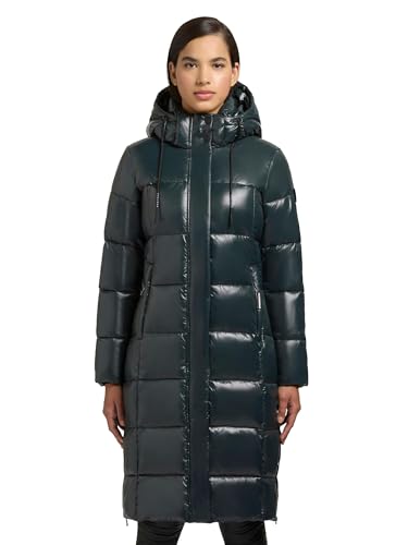 khujo Damen Steppmantel angesagte Lange Winterjacke aus Shiny glänzendem Material Shane2-YM Hydro Green Gr. XXL von khujo