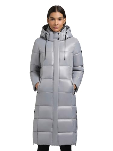 khujo Damen Steppmantel angesagte Lange Winterjacke aus Shiny glänzendem Material Shane2-YM Light Flash Blue Gr. M von khujo