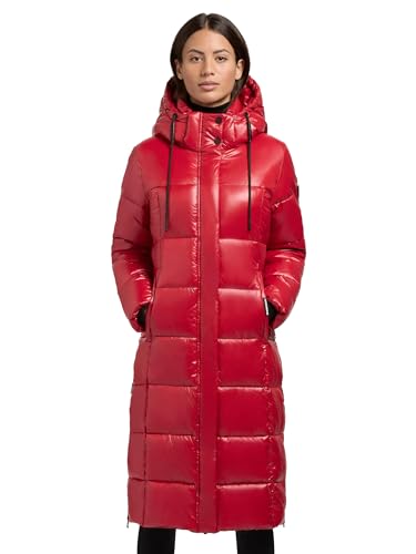khujo Damen Steppmantel angesagte Lange Winterjacke aus Shiny glänzendem Material Shane2-YM Ochre Red Gr. L von khujo