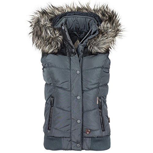 khujo Damen Weste Steppweste abnehmbare Kapuze, Farbe:Anthracite;Größe:M von khujo