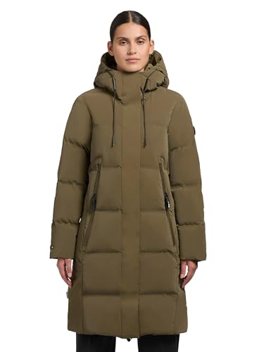 khujo Damen Wintermantel Warmer Steppmantel lang und tailliert mit Verstellbarer Kapuze Loni-YM Rich Green Gr. XXL von khujo