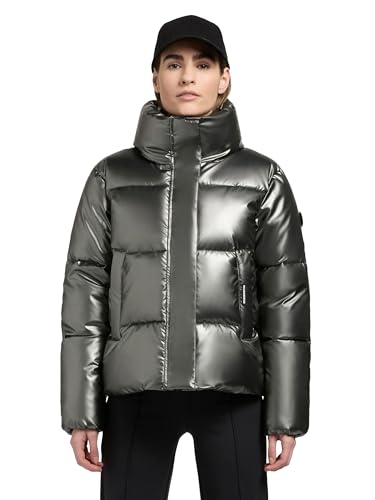 khujo Damen Winterjacke warme Steppjacke kurz aus angesagtem glänzenden Material Rinja Shiny-YM Medium Grey Gr. L von khujo