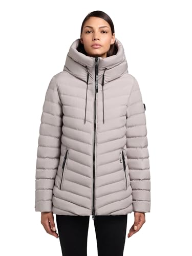 khujo Damen Winterjacke warme Steppjacke mit Zwei-Wege-Reißverschluss und Verstellbarer, hochschließender Kapuze Pace-YM Blizzard Grey Gr. XXL von khujo