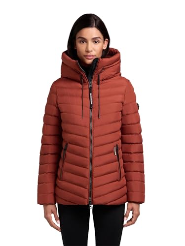 khujo Damen Winterjacke warme Steppjacke mit Zwei-Wege-Reißverschluss und Verstellbarer, hochschließender Kapuze Pace-YM Dark Red Gr. S von khujo