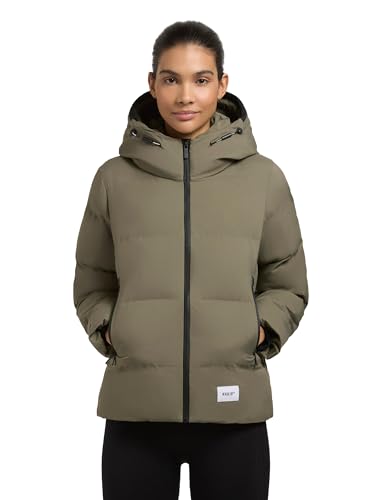 khujo Damen Winterjacke warme Steppjacke mit hohem Kragen und großer Kapuze Liev-YM Light Moss Green Gr. L von khujo