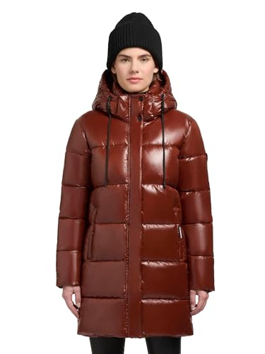 khujo Damen Wintermantel Warmer Steppmantel schimmernd mit Kapuze Jadet2-YM Coconut Brown Gr. L von khujo