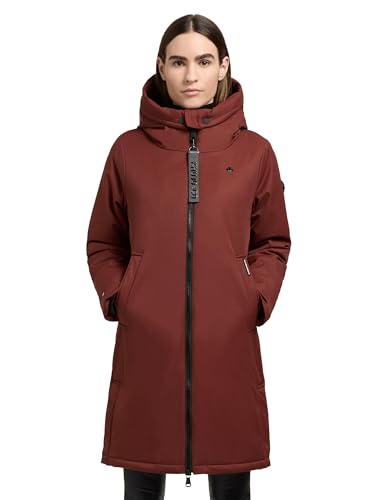 khujo Damen Wintermantel Parka Warmer Kurzmantel lang mit großer Kapuze Yaak3-YM Coconut Brown Gr. XL von khujo