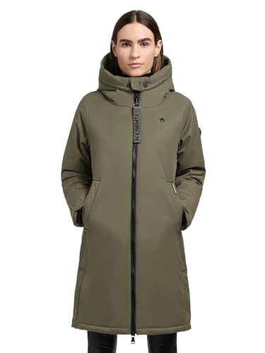 khujo Damen Wintermantel Parka Warmer Kurzmantel lang mit großer Kapuze Yaak3-YM Light Moss Green Gr. L von khujo