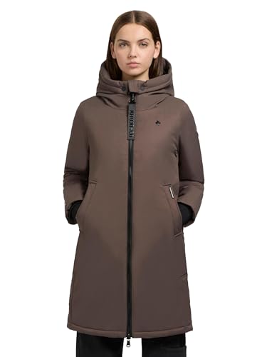 khujo Damen Wintermantel Parka Warmer Kurzmantel lang mit großer Kapuze Yaak3-YM Stone Taupe Gr. XL von khujo