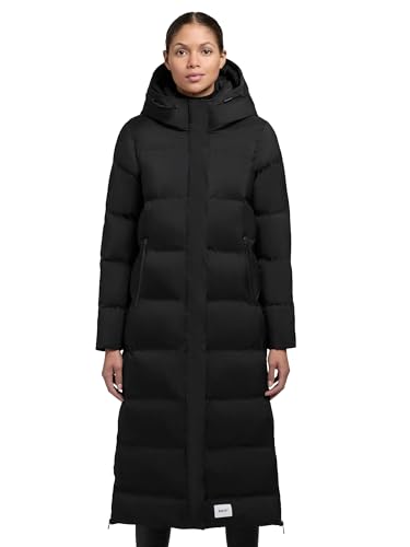 khujo Damen Wintermantel Warmer Langer Steppmantel mit Kapuze und seitlichen Gehschlitzen Mayla2-YM Black Gr. M von khujo